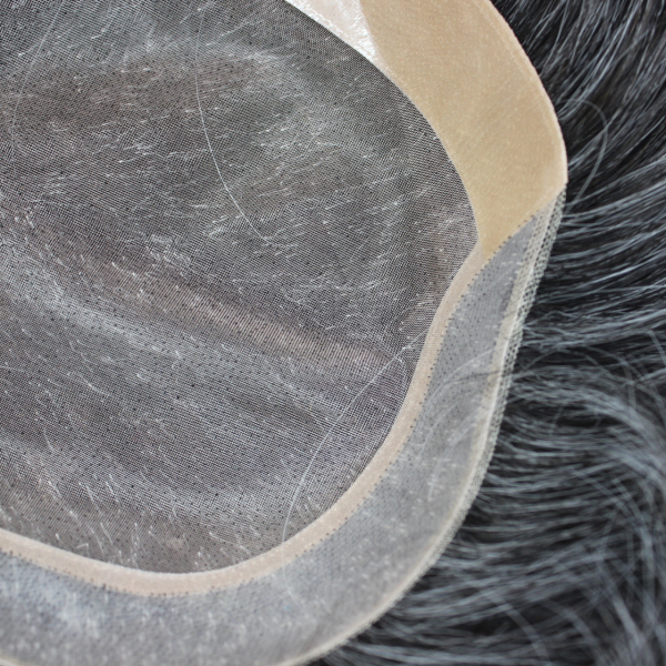 Human Hair Material and Remy Hair Hair Grade toupee for men with grey hair YL086